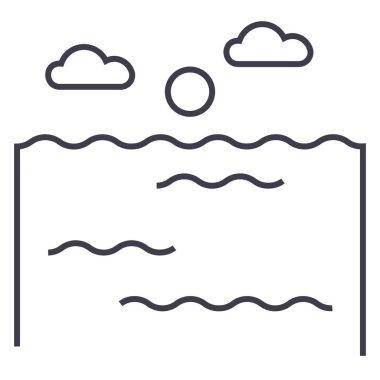 okyanus vektör satırı simgesi, işaret, resimde arka planda, düzenlenebilir vuruş