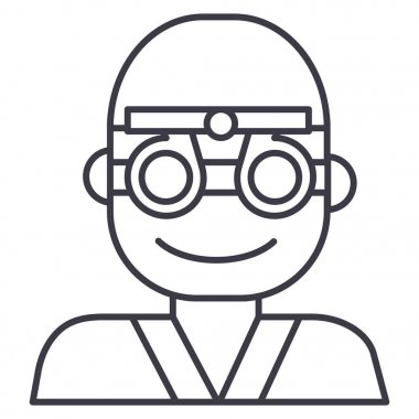 düşünülmeli, göz doktoru, göz doktor vektör satırı simgesi, işaret, resimde arka planda, düzenlenebilir vuruş