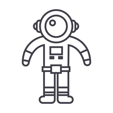 Spaceman vektör satırı simgesi, işareti, resimde arka planda, düzenlenebilir vuruş