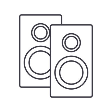 hoparlörler satırı simgesi, işaret, arka planda, düzenlenebilir vuruş illüstrasyon vektör