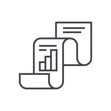 istatistik raporu, istatistik vektör satırı simgesi, işaret, resimde arka planda, düzenlenebilir vuruş