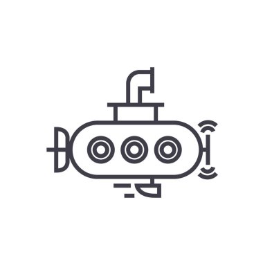 Denizaltı vektör satırı simgesi, işaret, resimde arka planda, düzenlenebilir vuruş