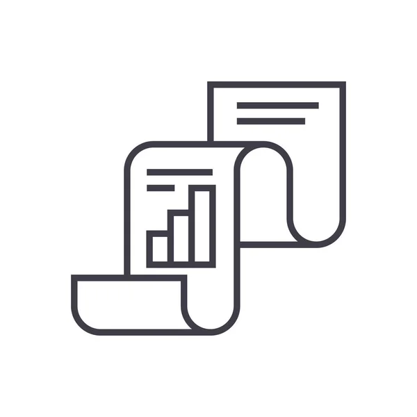 Report statistico, icona della linea vettoriale statistica, segno, illustrazione su sfondo, tratti modificabili — Vettoriale Stock