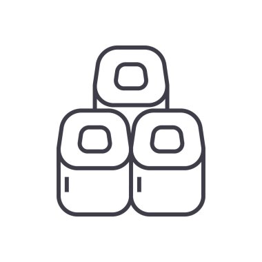 arka planda, düzenlenebilir vuruş vektör satırı simgesi, işaret, illüstrasyon suşi rulo