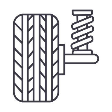 süspansiyon, Araba, otomatik vektör satırı simgesi, işaret, resimde arka planda, düzenlenebilir vuruş