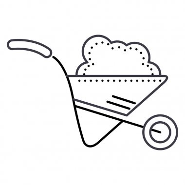 el arabası Bahçe vektör satırı simgesi, işaret, resimde arka planda, düzenlenebilir vuruş