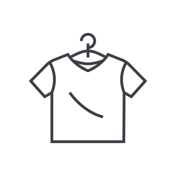 T-shirt vectoriel ligne icône, signe, illustration sur fond, touches modifiables — Image vectorielle