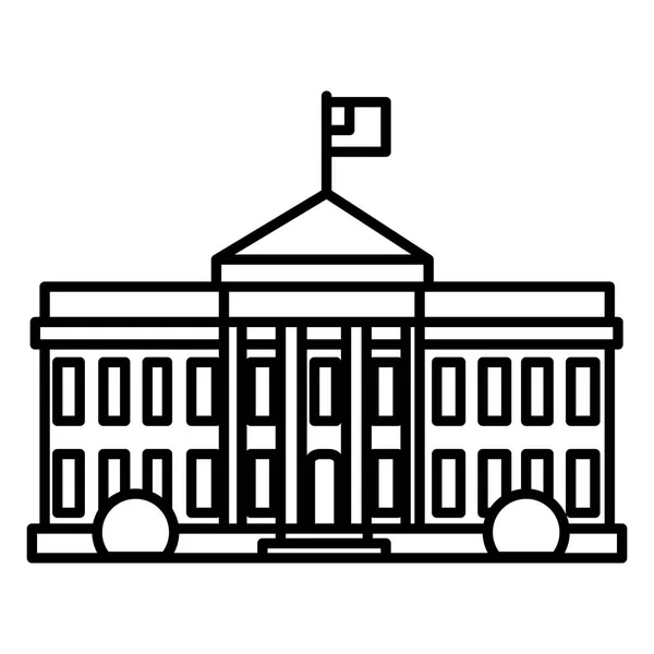 Maison blanche aux Etats-Unis icône de ligne vectorielle, signe, illustration sur fond, touches modifiables — Image vectorielle
