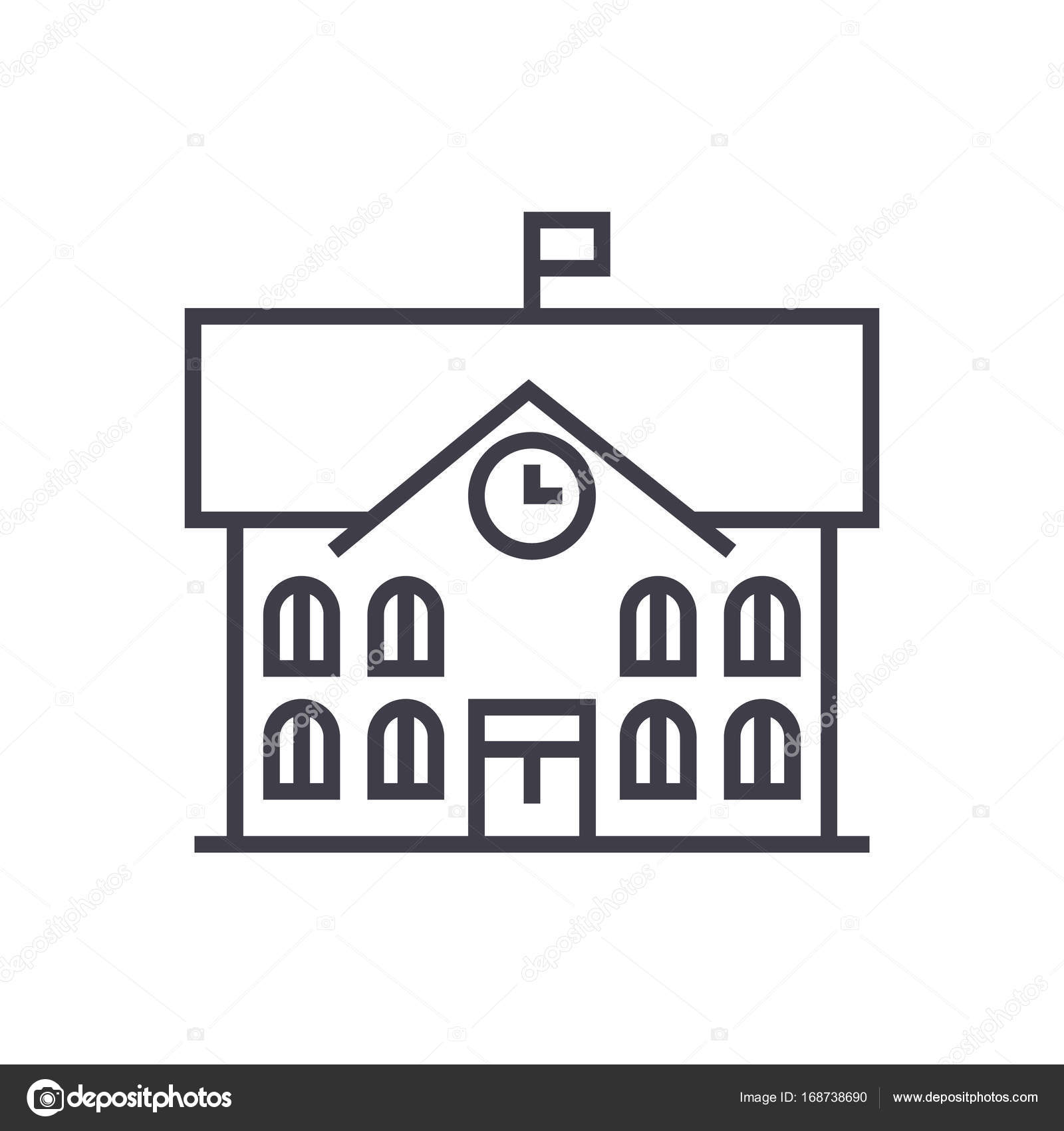 Town Hall City Hall Vector Line Icon Sign Illustration On Background Editable Strokes Stock Vector Image By C Iconsgraph