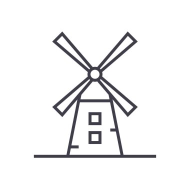 yel değirmeni illüstrasyon vektör satırı simgesi, işaret, resimde arka planda, düzenlenebilir vuruş