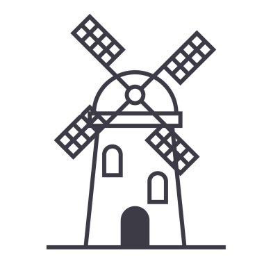 yel değirmeni işareti satırı simgesi, işaret, arka planda, düzenlenebilir vuruş illüstrasyon vektör