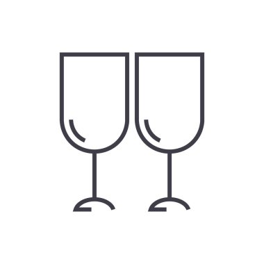 şarap, gözlük, şaraphane vektör satırı simgesi, işaret, resimde arka planda, düzenlenebilir vuruş