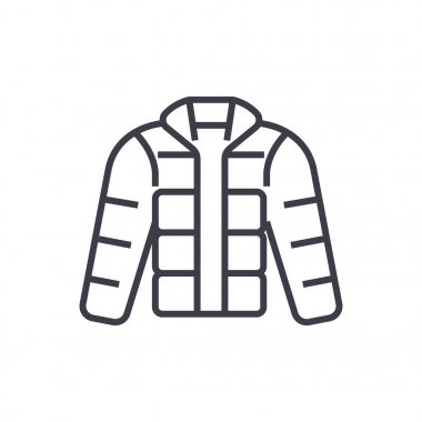 kış ceket, downjacket, açık kıyafetler vektör satırı simgesi, işaret, resimde arka planda, düzenlenebilir vuruş