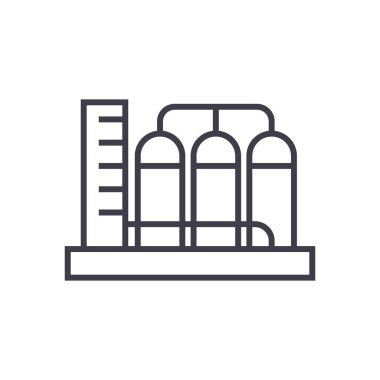 Tanklar satırı simgesi, işaret, arka planda, düzenlenebilir vuruş illüstrasyon vektör