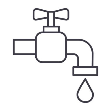 musluk suyu vektör satırı simgesi, işaret, resimde arka planda, düzenlenebilir vuruş