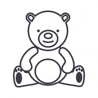 oyuncak ayı, oyuncak vektör satırı simgesi, işaret, resimde arka planda, düzenlenebilir vuruş