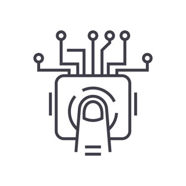 dokunmatik teknoloji vektör satırı simgesi, işareti, resimde arka planda, düzenlenebilir vuruş