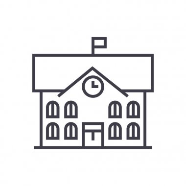 Belediye Binası, Belediye Binası vektör satırı simgesi, işaret, resimde arka planda, düzenlenebilir vuruş