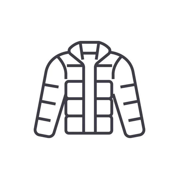 冬季夹克、 羽绒服了，户外衣服矢量线图标、 标志、 插图背景，可编辑笔触 — 图库矢量图片