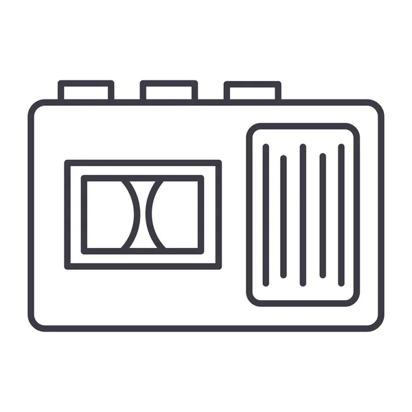 Иконка векторной линии магнитофона, знак, иллюстрация на фоне, редактируемые штрихи — стоковый вектор