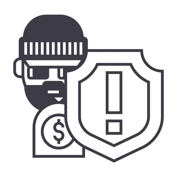Hırsızlık Hırsızlık çalmak vektör satırı simgesi, işaret, resimde arka planda, düzenlenebilir vuruş — Stok Vektör