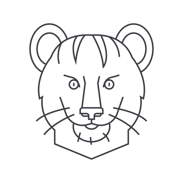 Tiger vektorové čáry, znamení, obrázek na pozadí, upravitelné tahy — Stockový vektor