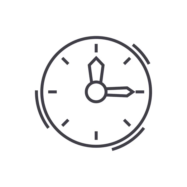 时间，时钟向量线图标，标志，背景，可编辑的笔画的插图 — 图库矢量图片
