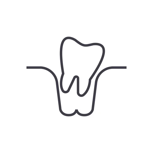 Zahn-Extraktionsvektorlinien-Symbol, Zeichen, Abbildung im Hintergrund, editierbare Striche — Stockvektor