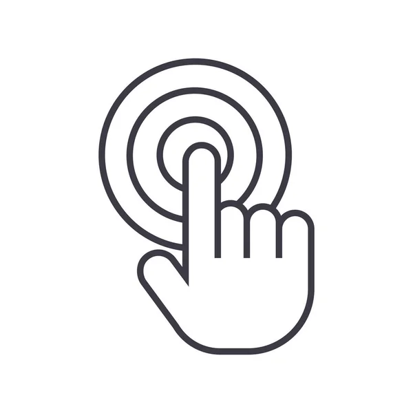 Touch by finger, touchscreen vector line icon, sign, illustration on background, editable strokes - Stok Vektor