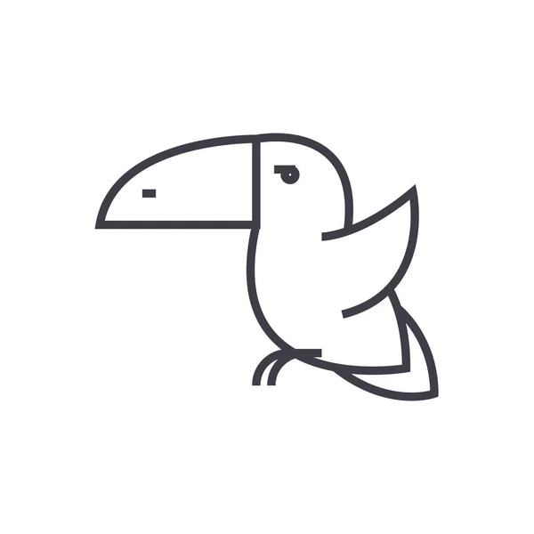 Tucán aves vector línea icono, signo, Ilustración de fondo, trazos editables — Vector de stock