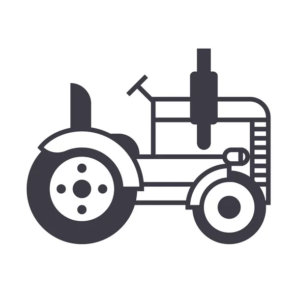 Tractor vector línea icono, signo, ilustración sobre el fondo, movimientos editables — Vector de stock