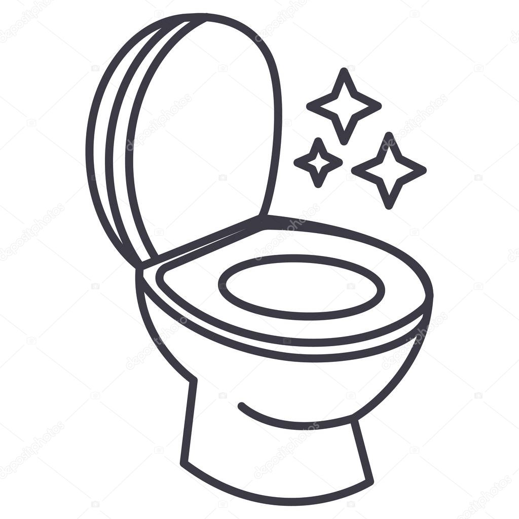 toilet clean, cleaning service vector line icon, sign, illustration on background, editable strokes