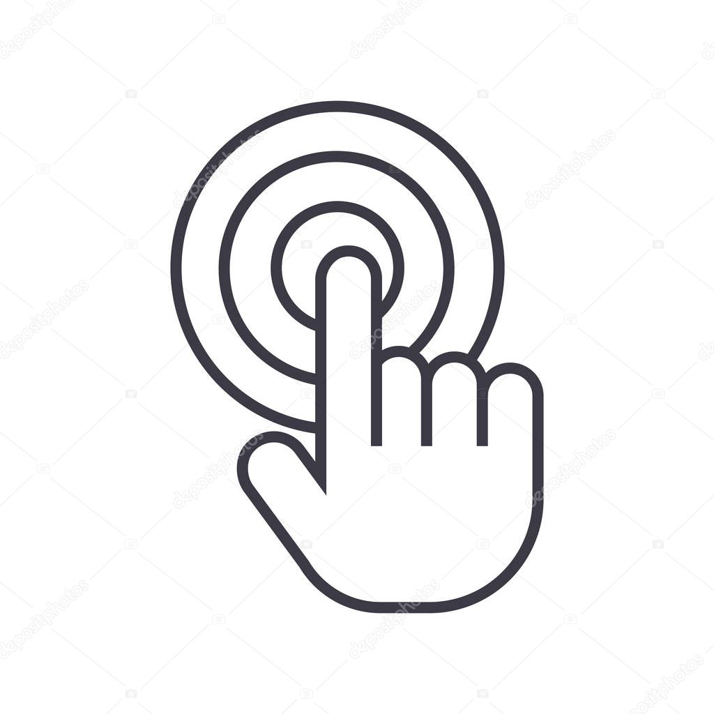 touch by finger,touchscreen vector line icon, sign, illustration on background, editable strokes