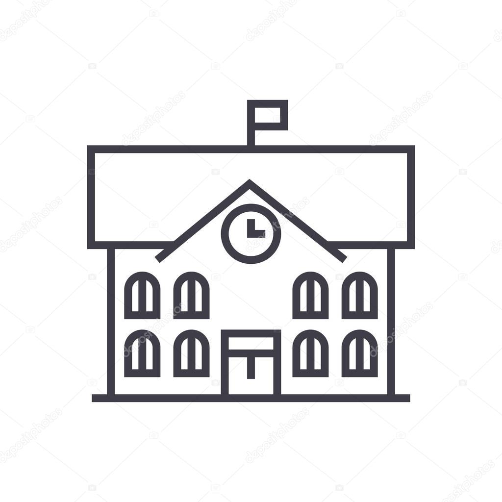 town hall,city hall vector line icon, sign, illustration on background, editable strokes