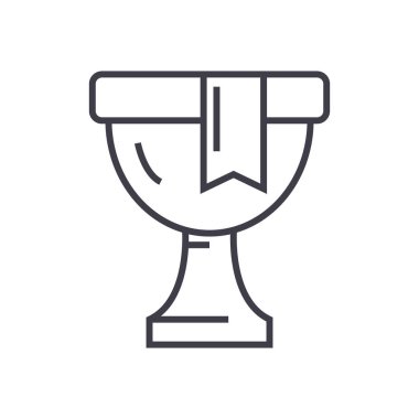 Kupa, kazanan Kupası vektör satırı simgesi, işaret, resimde arka planda, düzenlenebilir vuruş