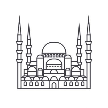 Türk Camii vektör satırı simgesi, işaret, resimde arka planda, düzenlenebilir vuruş