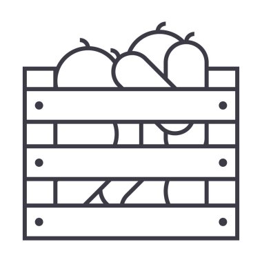 hasat sebze kutusu vektör satırı simgesi, işaret, resimde arka planda, düzenlenebilir vuruş