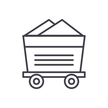 vagon, Endüstri/sanayii donatımı vektör satırı simgesi, işaret, resimde arka planda, düzenlenebilir vuruş