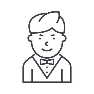 Garson vektör satırı simgesi, işaret, resimde arka planda, düzenlenebilir vuruş