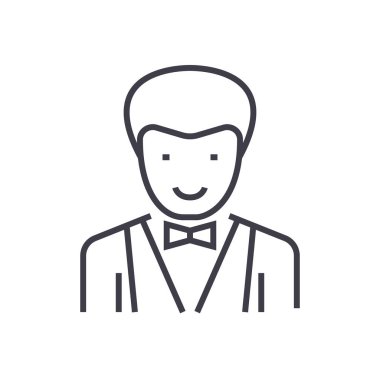 Garson işareti satırı simgesi, işaret, arka planda, düzenlenebilir vuruş illüstrasyon vektör