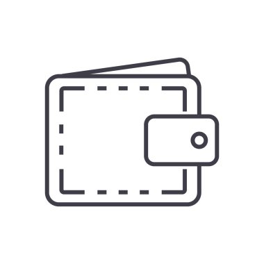 m-cüzdan case, finans vektör satırı simgesi, işaret, resimde arka planda, düzenlenebilir vuruş