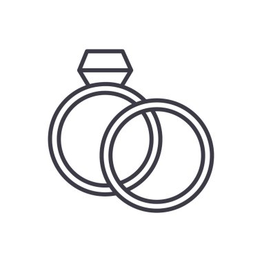 elmas alyans satırı simgesi, işaret, arka planda, düzenlenebilir vuruş illüstrasyon vektör