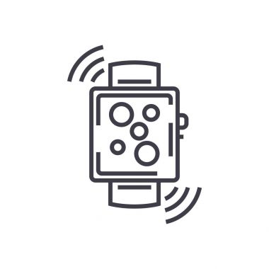 Kablosuz akıllı izle vektör satırı simgesi, işaret, resimde arka planda, düzenlenebilir vuruş