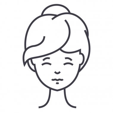 kadın yüzü açık vektör satırı simgesi, işaret, resimde arka planda, düzenlenebilir vuruş