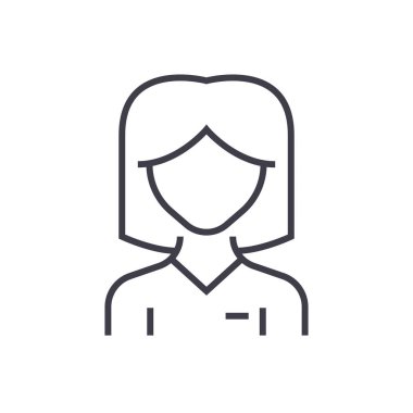 kadın kullanıcı vektör satırı simgesi, işaret, resimde arka planda, düzenlenebilir vuruş