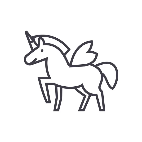 Unicornio vector línea icono, signo, ilustración en el fondo, movimientos editables — Archivo Imágenes Vectoriales