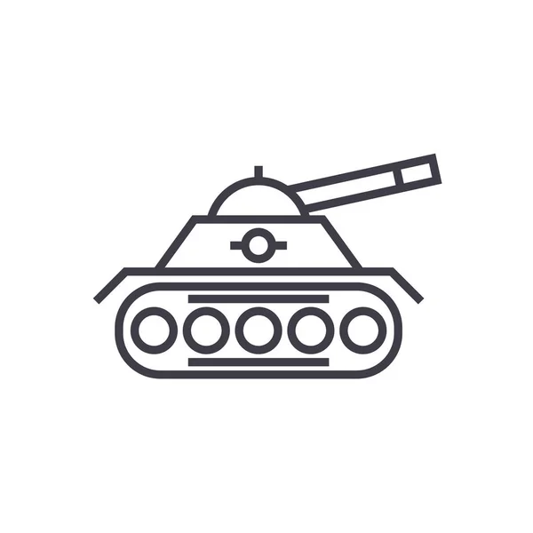 Savaş tankı vektör satırı simgesi, işaret, resimde arka planda, düzenlenebilir vuruş — Stok Vektör