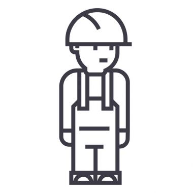 çalışan mühendis vektör satırı simgesi, işaret, resimde arka planda, düzenlenebilir vuruş