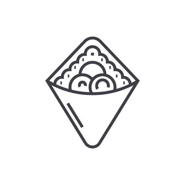 Wrap, fast food, doner kebab, icône de ligne vectorielle toast, signe, illustration en arrière-plan, traits modifiables — Image vectorielle