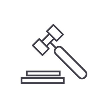 açık artırma, çekiç vektör satırı simgesi, işaret, resimde arka planda, düzenlenebilir vuruş